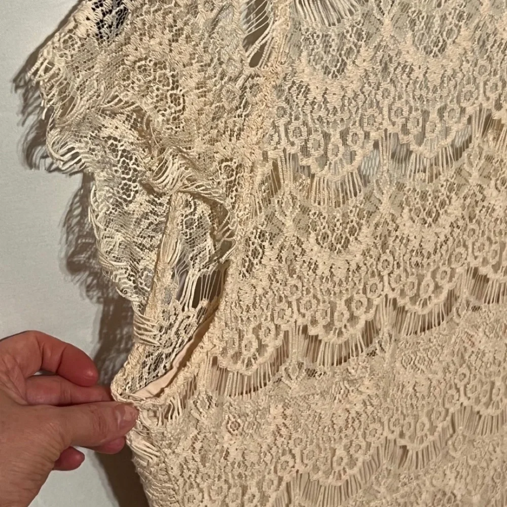 S Free People Cream Crochet Lace Midi Slip Lined Dress.  Intimately Free People - Picture 12 of 14